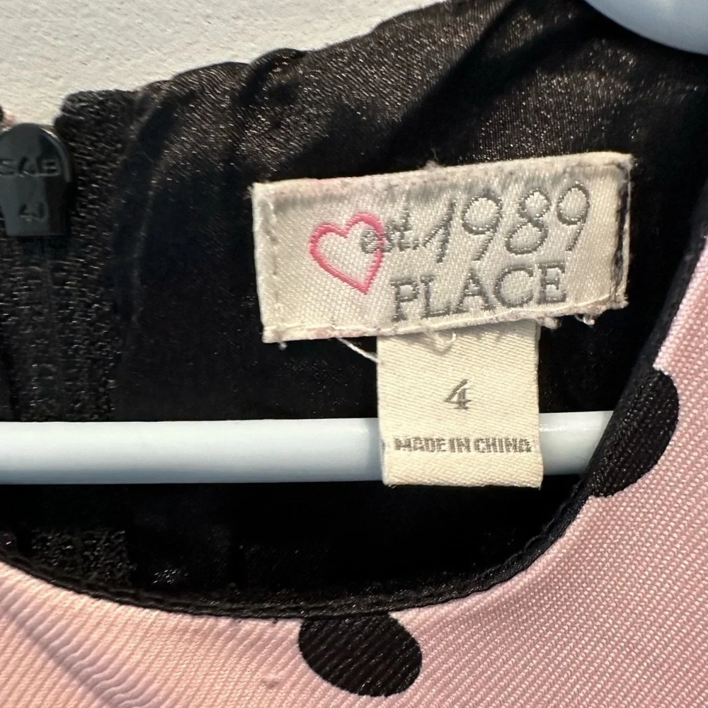 1989 place Children’s Place Girls Polka Dot Party Dress Pink Black Sleeveless 4T